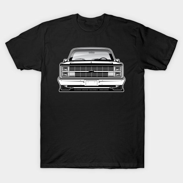 1983-84 Squarebody Chevrolet C10 Blazer Suburban BW T-Shirt by RBDesigns